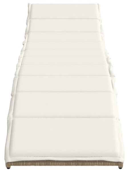 Bézs polyrattan napozóágy párnával 55x199x50 cm