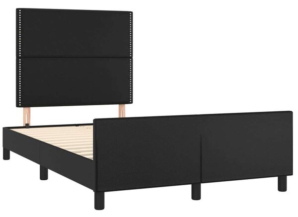 VidaXL Fekete Műbőr Ágykeret Fejtámlával - 120x200 cm