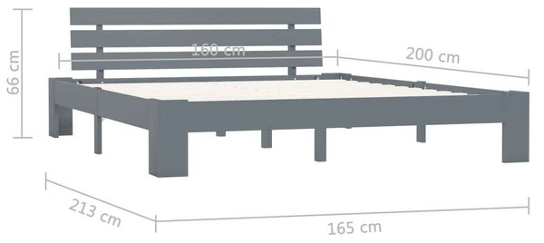 VidaXL Tömörfenyő Ágykeret - Szürke - 160x200 cm