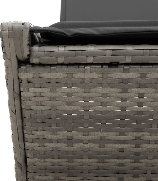 Szürke polyrattan dupla napozóágy párnával