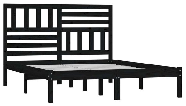 VidaXL Fekete Tömörfenyő Ágykeret - 140x190 cm