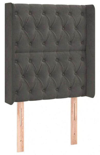 Bársony Ágyfejtámla LED-es - Sötétszürke - 83x16x118/128cm