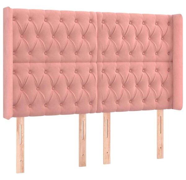 VidaXL rózsaszín bársony LED-es fejtámla 147x16x118/128 cm
