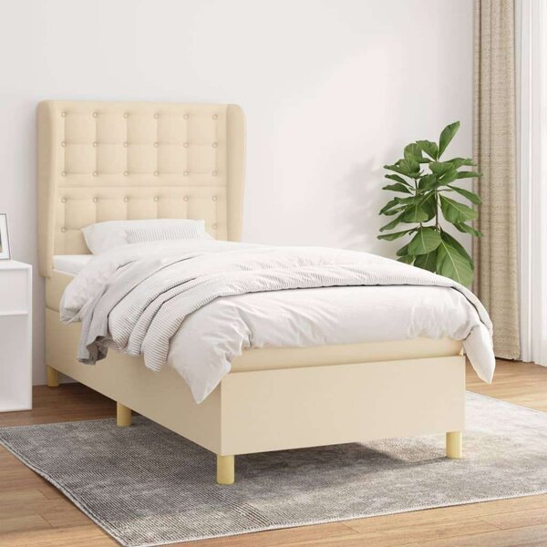 VidaXL krémszínű szövet rugós ágy matraccal 100 x 200 cm