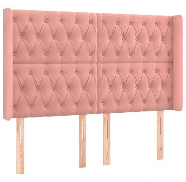VidaXL rózsaszín bársony LED-es fejtámla 147x16x118/128 cm