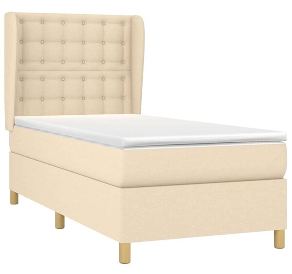 VidaXL krémszínű szövet rugós ágy matraccal 100 x 200 cm