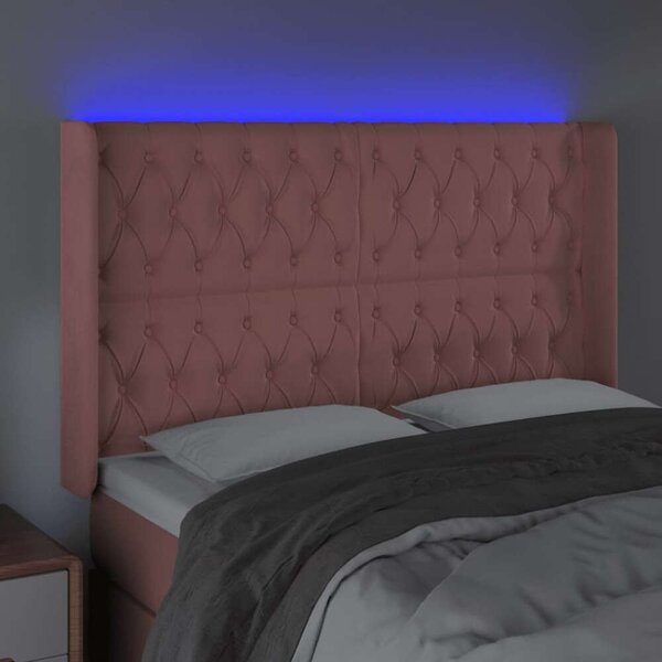 VidaXL rózsaszín bársony LED-es fejtámla 147x16x118/128 cm