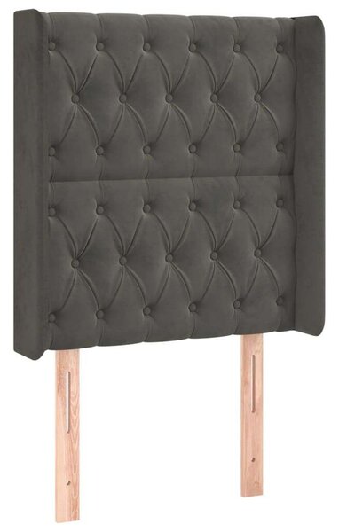 Bársony Ágyfejtámla LED-es - Sötétszürke - 83x16x118/128cm