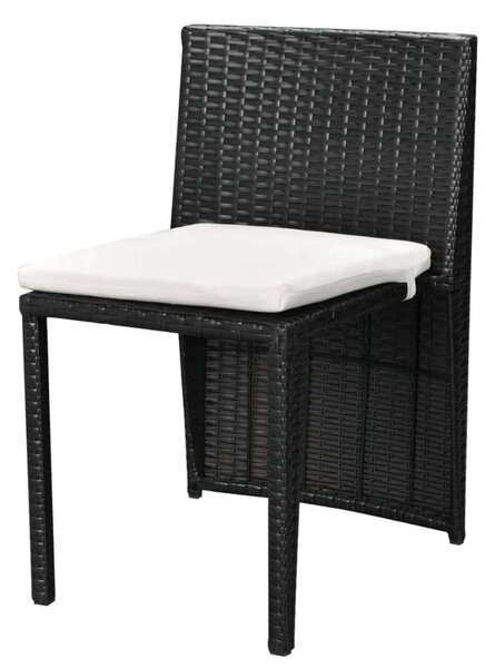 VidaXL 3 darabos fekete polyrattan bisztrószett párnákkal
