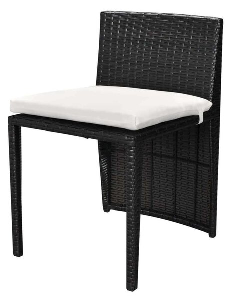 VidaXL 3 darabos fekete polyrattan bisztrószett párnákkal