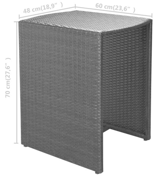 VidaXL 3 darabos fekete polyrattan bisztrószett párnákkal