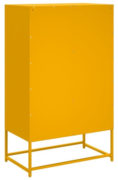 Mustársárga acél tálalószekrény 68x39x111,5 cm
