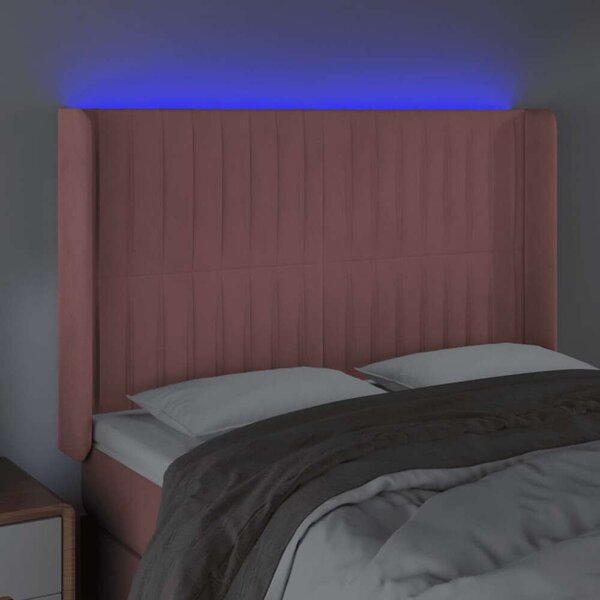 VidaXL rózsaszín bársony LED-es fejtámla 147x16x118/128 cm