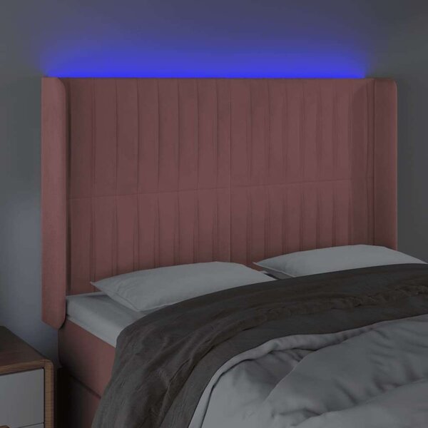 VidaXL rózsaszín bársony LED-es fejtámla 147x16x118/128 cm