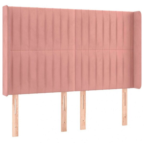 VidaXL rózsaszín bársony LED-es fejtámla 147x16x118/128 cm