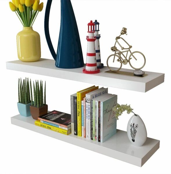 4 db Fehér Fali Polc - 80x20 cm - MDF