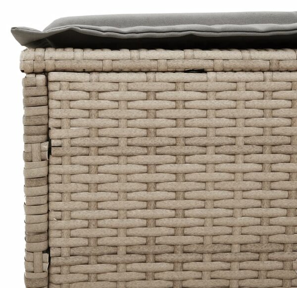 Bézs polyrattan napozóágy párnával