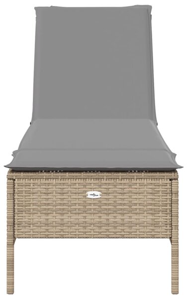 Bézs polyrattan napozóágy párnával