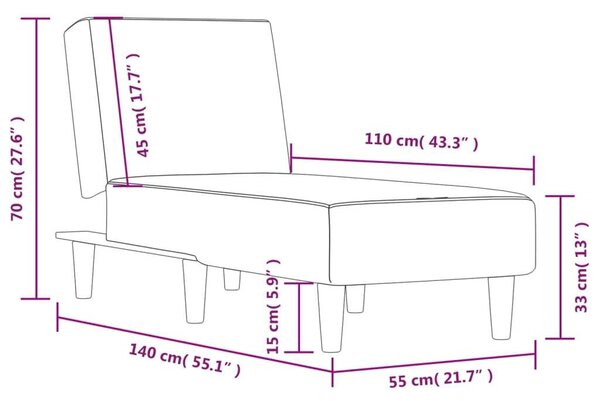 VidaXL Fekete Szövet Fotelágy - Dönthető - 140cm