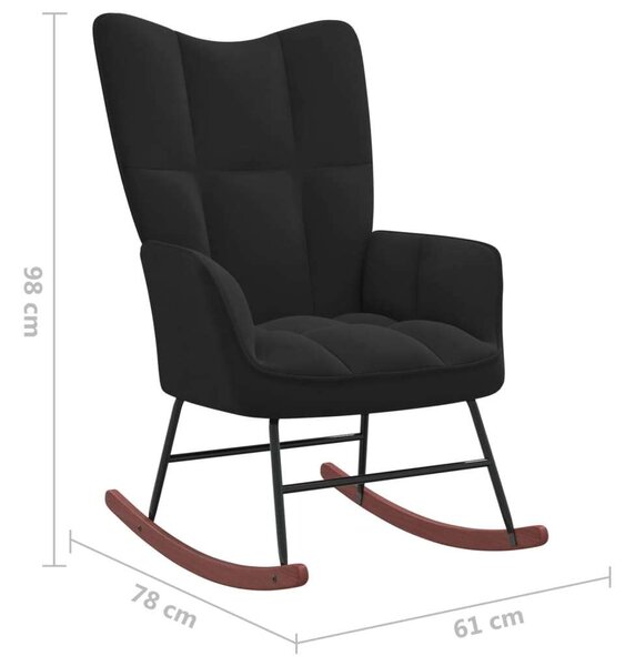 VidaXL Ringató Szék - Fekete Bársony
