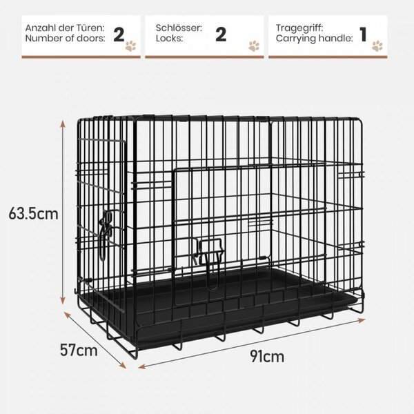 Leopet® Kutyaketrec összecsukható 91 x 57 x 63,5 cm L fekete