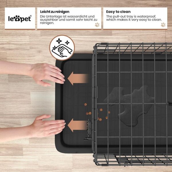 Leopet® Kutyaketrec összecsukható 91 x 57 x 63,5 cm L fekete