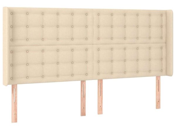 VidaXL LED-es Ágyfejtámla - Krémszínű Szövet - 203x16x118/128 cm