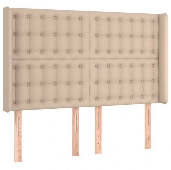 VidaXL Cappuccino Műbőr Ágyfejtámla LED-es - 147x16x118/128 cm