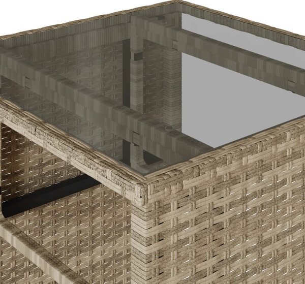 3 részes világosszürke polyrattan bisztrógarnitúra párnákkal