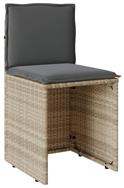 3 részes világosszürke polyrattan bisztrógarnitúra párnákkal