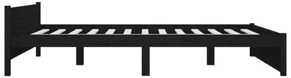 VidaXL Fekete Tömörfa Ágykeret - 150x200 cm