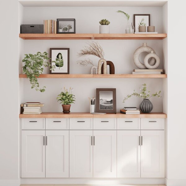 Világosbarna kezelt tömör tölgyfa fali polc 160 x 40 x (2-4) cm