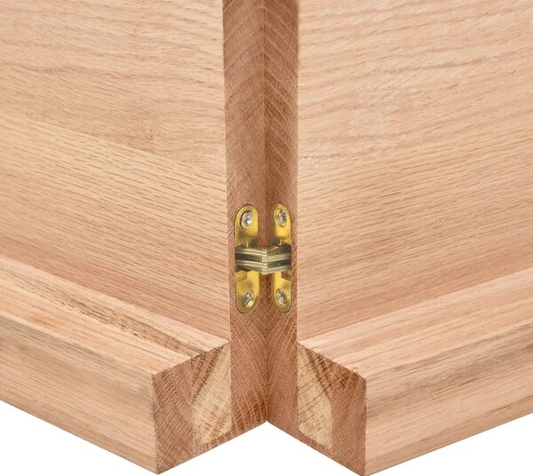 Világosbarna kezelt tömör tölgyfa fali polc 140 x 50 x (2-6) cm