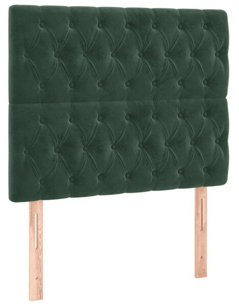 VidaXL sötétzöld bársony LED-es fejtámla 90x7x118/128 cm