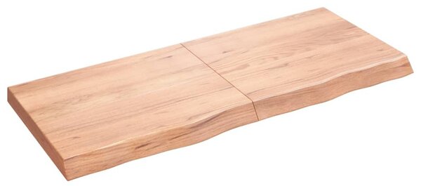 Világosbarna kezelt tömör tölgyfa fali polc 120 x 50 x (2-6) cm