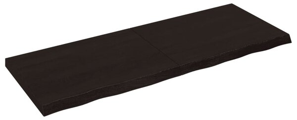 Sötétbarna kezelt tömör tölgyfa fali polc 160 x 60 x (2-6) cm