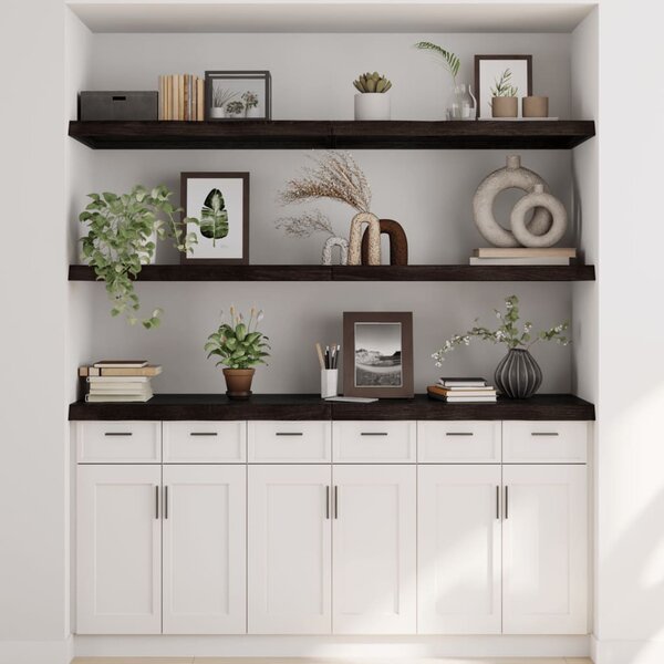 Sötétbarna kezelt tömör tölgyfa fali polc 160 x 60 x (2-6) cm