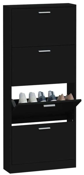 VidaXL Cipősszekrény - Fekete - 4 Fiók - 59x17x150 cm