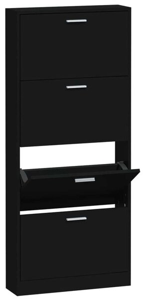 VidaXL Cipősszekrény - Fekete - 4 Fiók - 59x17x150 cm