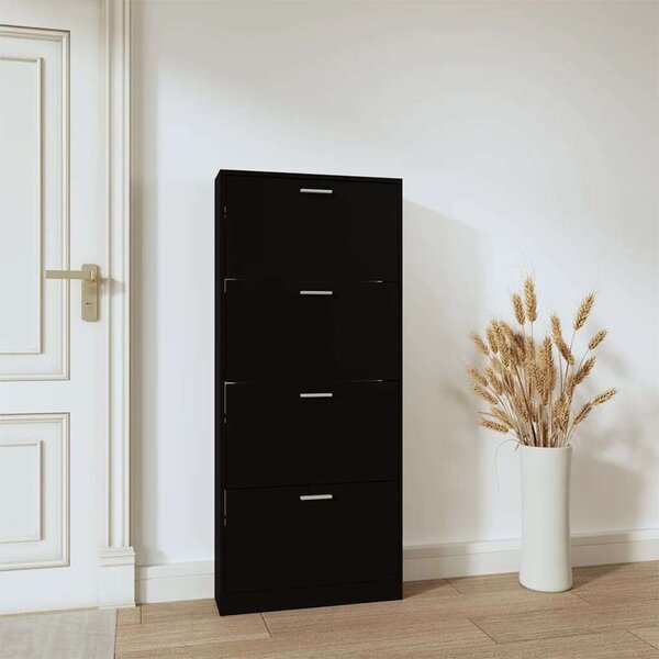 VidaXL Cipősszekrény - Fekete - 4 Fiók - 59x17x150 cm