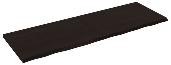 Sötétbarna kezelt tömör tölgyfa fali polc 180 x 60 x (2-4) cm