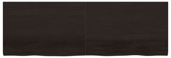 Sötétbarna kezelt tömör tölgyfa fali polc 180 x 60 x (2-4) cm