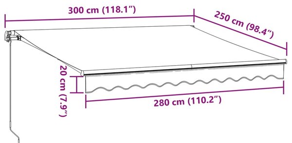 VidaXL barna kézzel kihúzható napellenző 300 x 250 cm