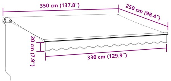 VidaXL antracitszürke-fehér kézzel kihúzható napellenző 350 x 250 cm