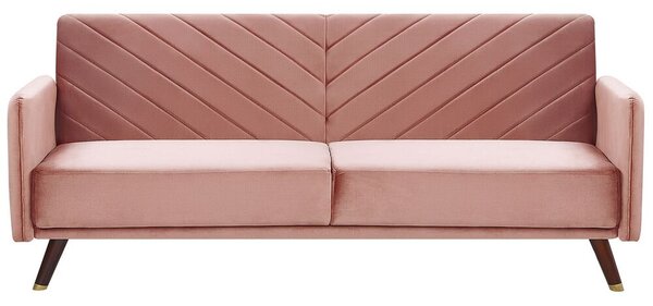 Rózsaszín bársony kanapéágy SENJA