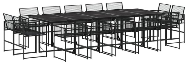 15 részes fekete polyrattan kerti étkezőgarnitúra