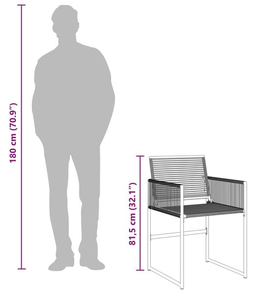 15 részes fekete polyrattan kerti étkezőgarnitúra