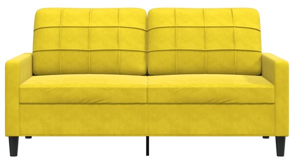 Kétszemélyes sárga bársony kanapé 140 cm