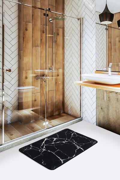 Fürdőszobaszőnyeg Marble Fekete, 40 x 60 cm