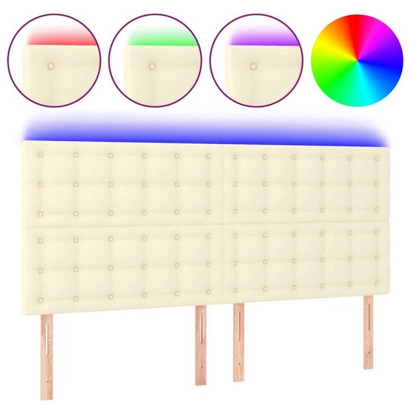 VidaXL krémszínű műbőr LED-es fejtámla 160x5x118/128 cm